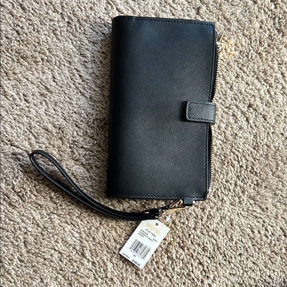 Michael Kors Jet Set Travel Double Zip Black Wristlet Wallet - Picture 3 of 3